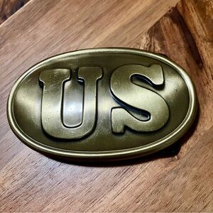 US Belt Buckle, Brass Plated